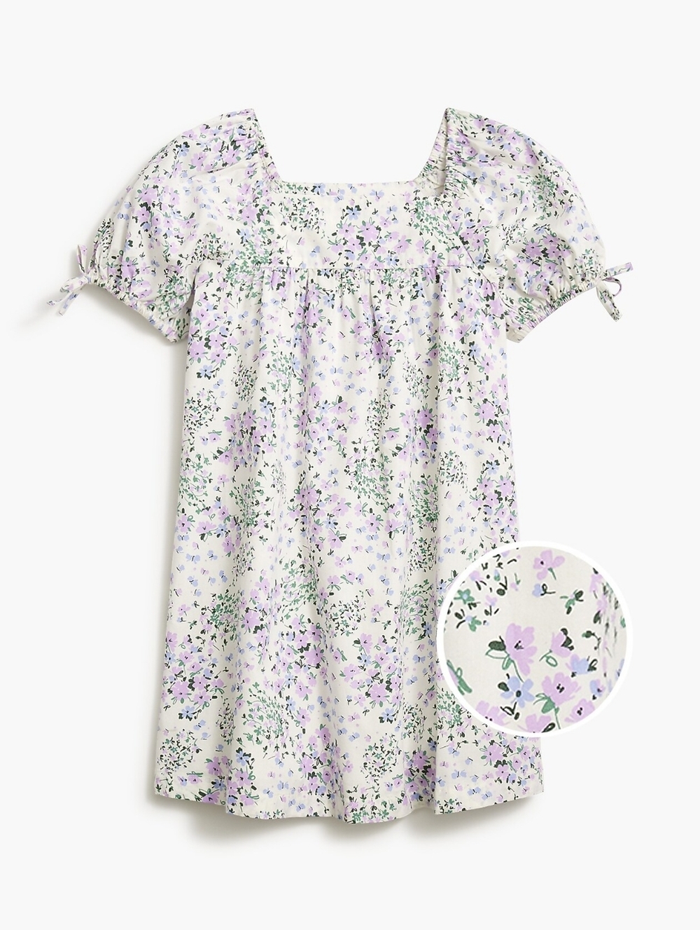 Crewcuts | White Dress with Lavender & Green Floral Print